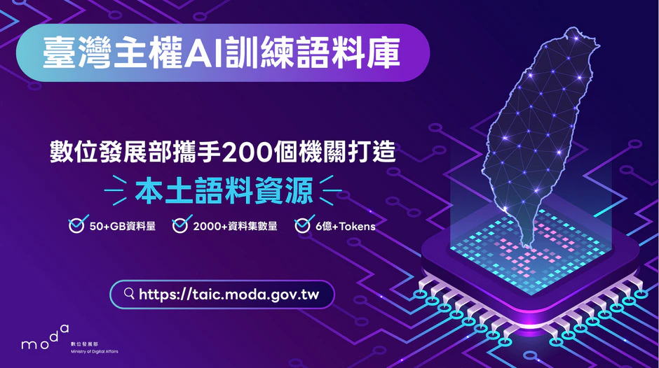 「臺灣主權AI訓練語料庫」上線！ 數位發展部攜手200個機關打造本土語料資源